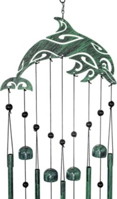 VP Home 28.5" H Tribal Dolphin Wind Chimes for Outside Unique Tribal Dolphin Windchimes Outdoor Decorations Garden Decor Dolphin Gift for Women, Mom, Grandma, Unisex