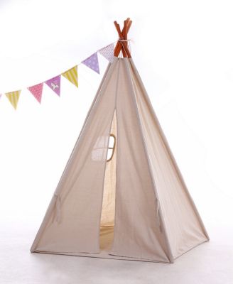 e-joy Natural Cotton Canvas Teepee Tent for Kids Indoor & Outdoor Use, Offwhite