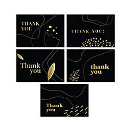 Rileys & Co. Thank You Cards with Matching Envelopes   50-Count, Gold Foil - Blank Note Cards, Perfect for all occasion (Black)- Rileys