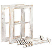 Juvale Window Pane Frames and Rustic Wooden Arrows, Farmhouse Decor (4 Piece Set)