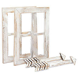 Juvale Window Pane Frames and Rustic Wooden Arrows, Farmhouse Decor (4 Piece Set)