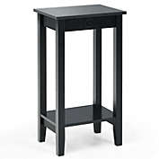 Slickblue 2-Tier Nightstand End Side Wooden Legs Table for Bedroom-Black