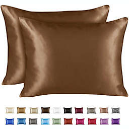 SHOPBEDDING Silky Satin Pillowcase for Hair and Skin - Queen Satin Pillow Case with Zipper, Black (Pillowcase Set of 2) By BLISSFORD
