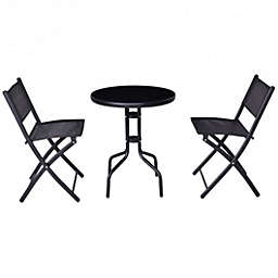 Costway 3 Piecs Folding Bistro Table Chairs Set for Indoor and Outdoor