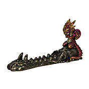 Veronese Design Dragonling Bronze Finish Baby Dragon on Skull Stick Incense Holder