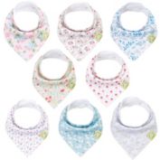 KeaBabies 8-pack Organic Baby Bandana Drool Bibs, Stylish, Super Absorbent Drool Bibs for Boys and Girls (Flourish)