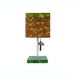 Minecraft Grass Block Desk Lamp With Pickaxe 3D Puller   LED Light Bedside Table Lamp   Video Game-Themed Room Essentials   Home Decor Accessory   14 Inches Tall