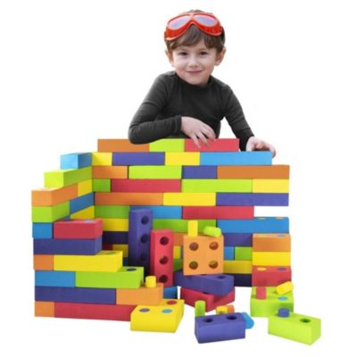 Playlearn Foam Building Blocks with Peg Connectors - 180 Pieces