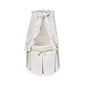 Badger Basket Co. Empress Round Baby Bassinet - White Bedding with Gingham Belts