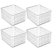 mDesign Vented Fridge Storage Bin Basket for Fruit, Vegetables, 4 Pack - Clear