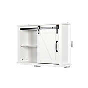Yeah Depot Bathroom Wall Cabinet with 2 Adjustable Shelves Wooden Storage Cabinet with a Barn Door 27.16x7.8x19.68 inch