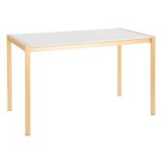 Contemporary Home Living 50.25" White Mable Top with Gold Metal Legs Modern Style Fuji Dining Table
