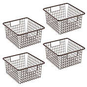 mDesign Metal Wire Home Office Storage Organizer Basket, Medium, 4 Pack - Bronze