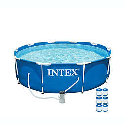 Intex 10ft x 30in Metal Frame Above Ground Pool Set & 6 Type H Filter Cartridges