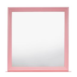 Passion Furniture 38 in. x 38 in. Classic Square Wood Framed Dresser Mirror - Pink