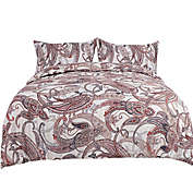 PiccoCasa Comfortable 3-Piece Luxury Paisley Floral Comforter Bedding Set Down Alternative Comforter Set with 2 Piece Pillow Shams Soft and Lightweight for All-Season Brown Cal King