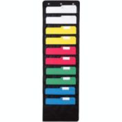 WallDeca Hanging File Organizer, 10 Pockets   Black, Letter-Sized, Storage Pocket Chart for Office, Home and Classroom
