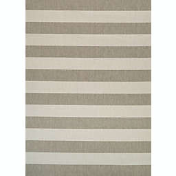 Couristan 2' x 3.5' Gray and Beige Striped Rectangular Outdoor Area Throw Rug