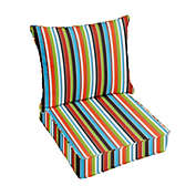 Outdoor Living and Style Set of 2 Vibrant Stripes Sunbrella Indoor and Outdoor Deep Seating Pillow and Cushion Chair, 25"