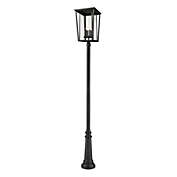 Z-Lite 4 Light Outdoor Post Mounted Fixture  Black - Clear