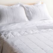 French Linen Box Stitch Quilt - King/Cal King - White   BOKSER HOME