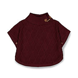Hope & Henry Girls' Split Neck Sweater Cape (Wine, 12-18 Months)