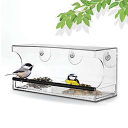 Window Bird Feeder   Clear Seed Tray   Firmly Attaches To Window w/ Strong Suction Cups, Outdoor Birdfeeders for Wild Birds, Acrylic, Rectangular