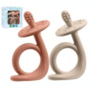 Sperric Baby Teething Toys, Silicone Baby Teether Baby Chew Toys Freezer Safe BPA Free, Soothe Babies Gums Teething (Rose Quartz / Lite Green)