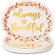 Sparkle and Bash Thankful Thanksgiving Dinner Plates, Oval Serving Tray (12.5 x 10.7 In, 24 Pack)