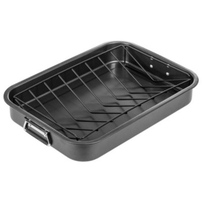 16 x 12x 3 Inch Non-stick Steel Basic Essentials Roaster With V-Rack