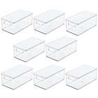 Alternate image 0 for mDesign Plastic Storage Bin Box Container, Lid and Handles, 8 Pack, Clear/White