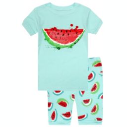 Elowel Girls Shorts Watermelon 2 Piece Pajamas Set 100% Cotton (Size Toddler-10Y)