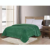 Extra Heavy and Plush Chevron Braided Queen Size Microplush Jacquard Blanket (86" x 86") - Green