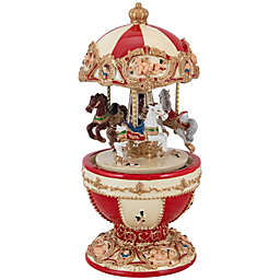 Northlight 7.25" Animated and Musical Horses and Cupids Carousel
