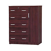 Better Home Products  Better Home Products JCF Sofie 5 Drawer Wooden Tall Chest Wardrobe in Mahogany