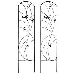 Sunnydaze Decorative Steel Metal Dragonfly Delight Design Garden Trellis - 55.75