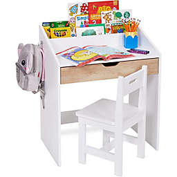 Lil' Jumbl Toddler Wooden Kids Desk and Chair Set, Study Kids Table w/Storage Drawer
