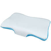 Unique Bargains Contour Memory Foam Pillow Cervical Neck Support Sleeping Pillows, White and Blue, 24.02"x14.57"x4.33"