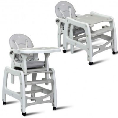 Costway 3 in 1 Baby High Chair with Lockable Universal Wheels-Gray