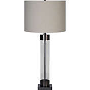 Signature Home Collection 33.25" Bronze Finish Glass Table Lamp with Gray Drum Shade