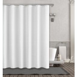 Kate Aurora Spa Collection Modern Waffle Fabric Shower Curtain - Standard Size - White