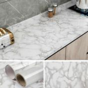 Kitcheniva Wallpaper Self Adhesive Gray White Marble Granite 24"x16.40ft
