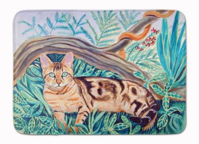 Multicolor Carolines Treasures Sleeping Grey Cat Watercolor Floor Mat 19 H x 27 W