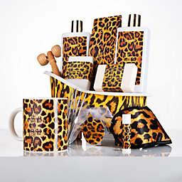 Bath & Body Gift Basket - 18pc Honey Almond Home Bath Pampering Package in Leopard Print