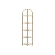 VASAGLE Corner Shelf, 5 Tier Corner Bookshelf,Tempered Glass Shelves,Modern Style,Living Room, Bedroom, Kitchen, Bathroom, Golden Color