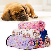 LUXMO 2 Pack Warm Puppy Blanket with Paw Print