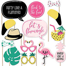 Big Dot of Happiness Pink Flamingo - Party Like a Pineapple - Tropical Summer Party Photo Booth Props Kit - 20 Count