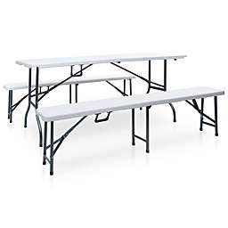 vidaXL Folding Patio Table with 2 Benches 70.9