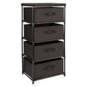 Juvale Black 4 Drawer Dresser, Fabric Clothes Storage Stand for Bedroom, Nursery, Closet Organizer