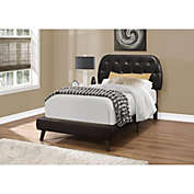 Homeroots Bed & Bath  45 25 Brown Solid Wood MDF Foam and Linen Twin Sized Bed with Wood Legs